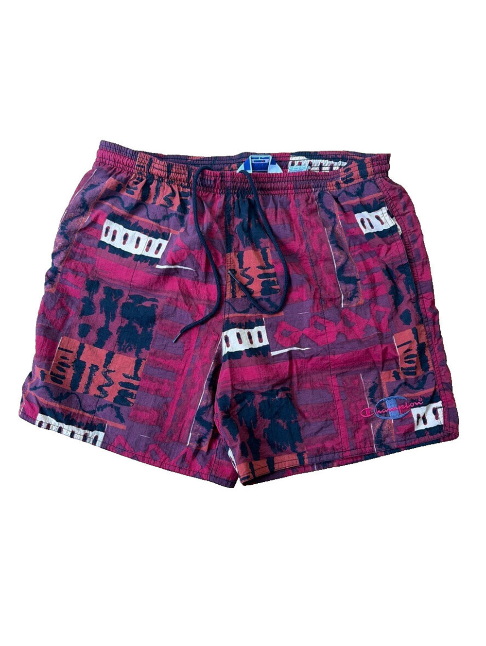VTG Y2K Champion Red & Black Aztec Surf Retro L 34W Shorts